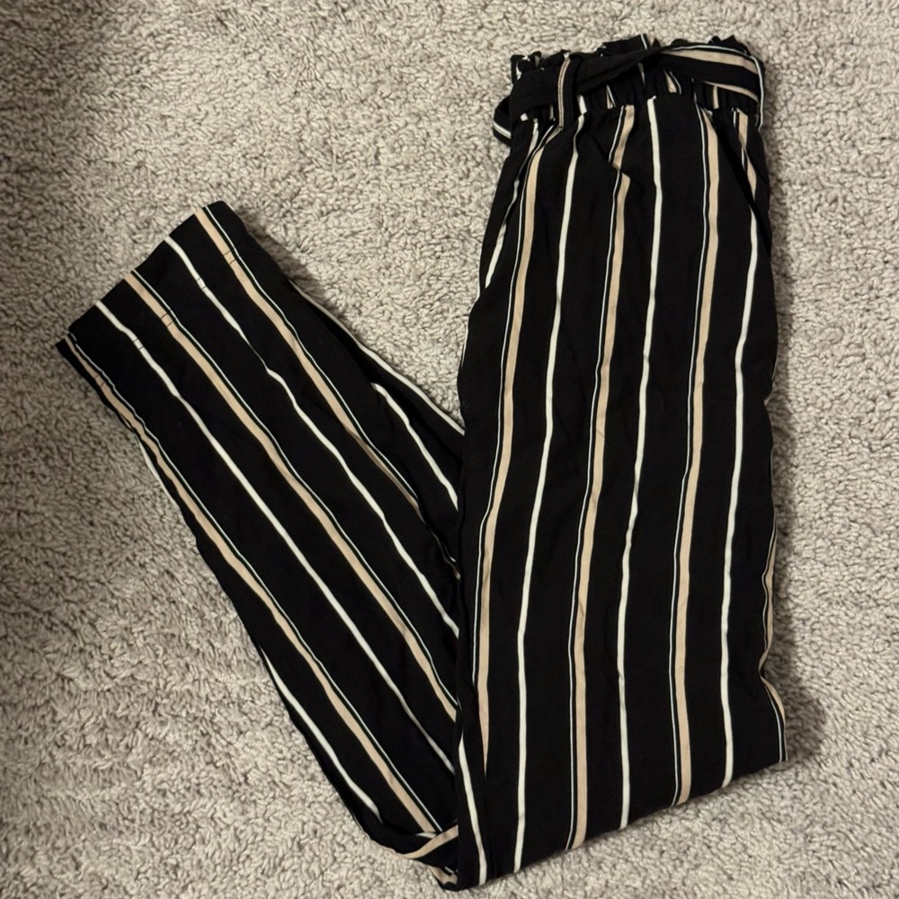 H&M Belted Striped Pants